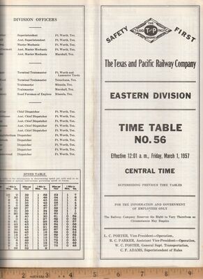 Texas and Pacific Eastern Division 1957