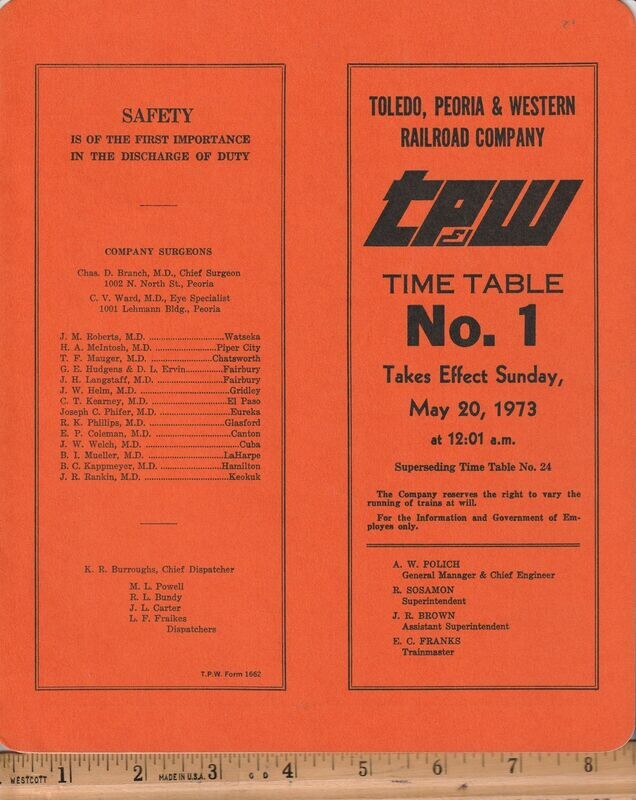 Toledo, Peoria & Western Railroad 1973