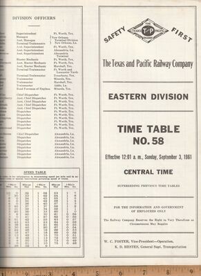 Texas and Pacific Eastern Division 1961