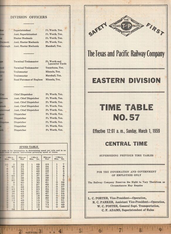 Texas and Pacific Eastern Division 1959