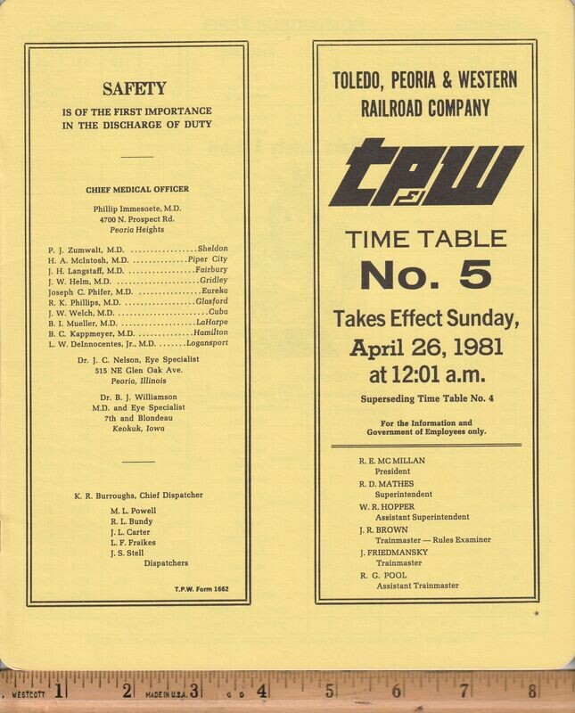 Toledo, Peoria & Western Railroad 1981