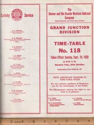 Denver and Rio Grande Western Grand Junction Division 1939
