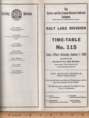 Denver and Rio Grande Western Salt Lake Division 1938
