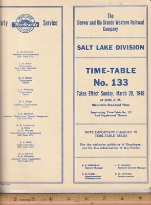 Denver and Rio Grande Western Salt Lake Division 1949