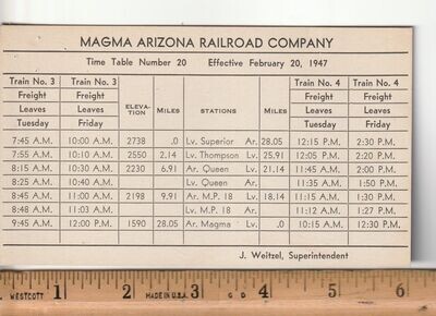 Magma Arizona Railroad 1947