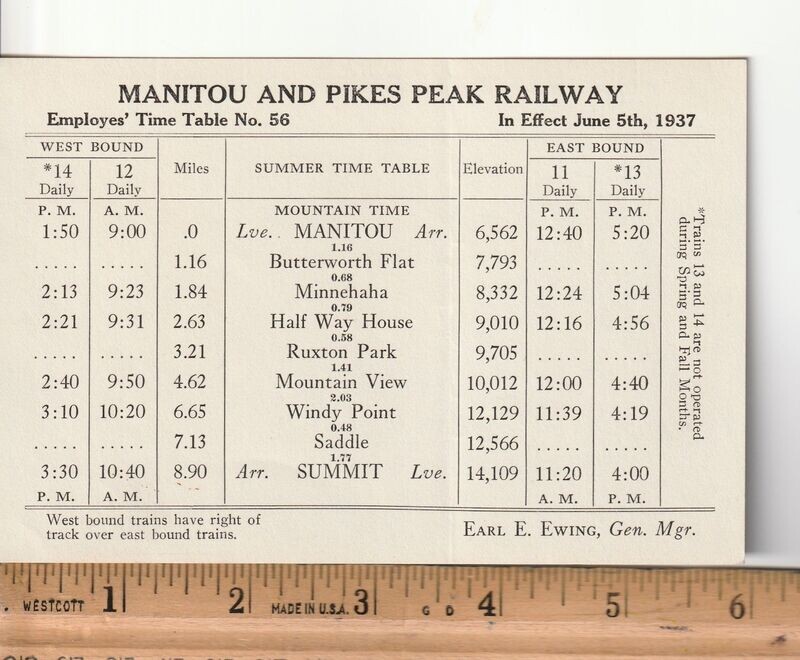 Manitou and Pikes Peak Railway 1937