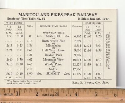 Manitou and Pikes Peak Railway 1937