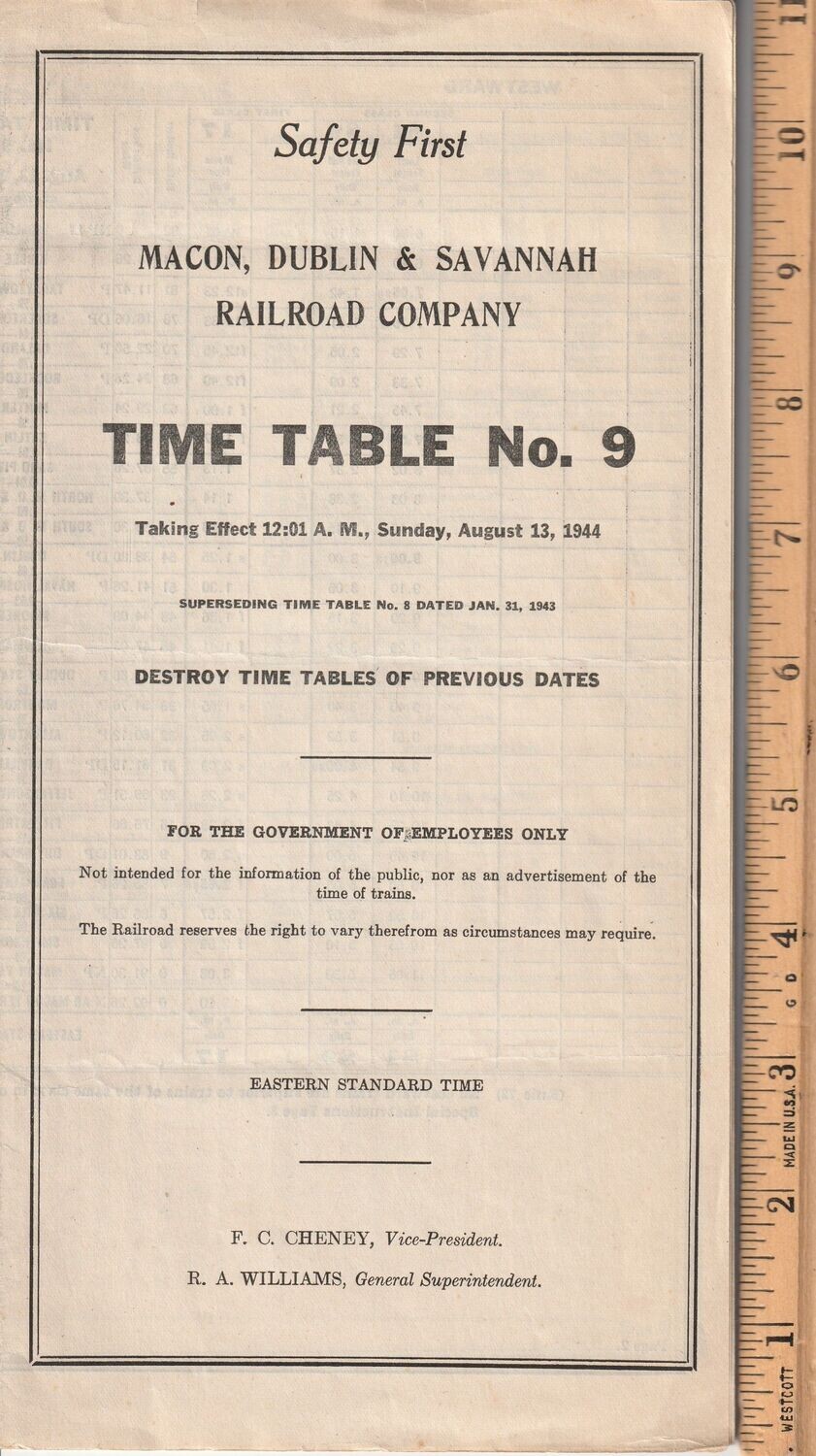 Macon, Dublin & Savannah Railroad 1944