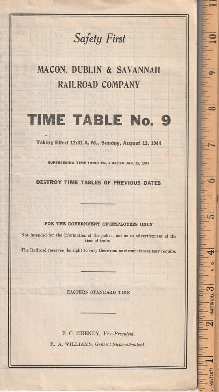 Macon, Dublin & Savannah Railroad 1944