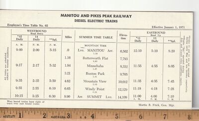 Manitou and Pikes Peak Railway 1971