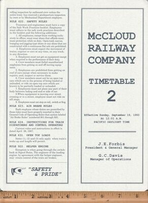 McCloud Railway 1993