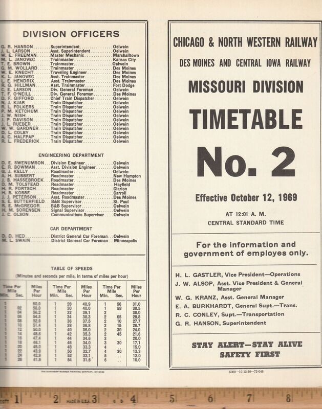 Chicago & North Western Missouri Division 1969