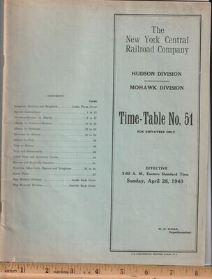 New York Central Hudson and Mohawk Divisions 1940