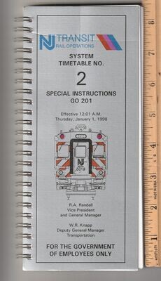 NJ Transit Special Instructions 1998