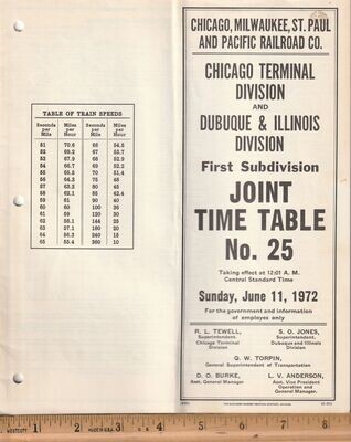 Milwaukee Road Chicago Terminal Division and Dubuque & Illinois Division First Subdivision 1972