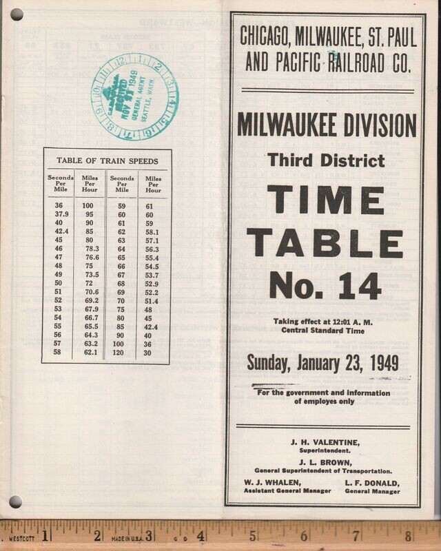 Milwaukee Road Milwaukee Division Third District 1949
