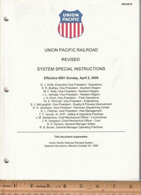 Union Pacific Revised System Special Instructions 2000