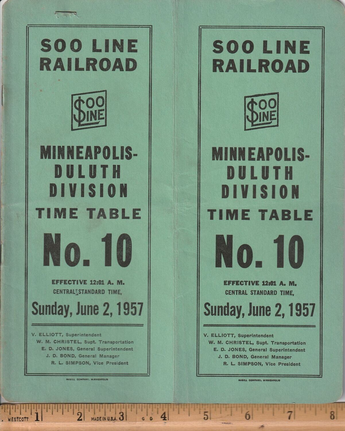 Soo Line Minneapolis-Duluth Division 1957