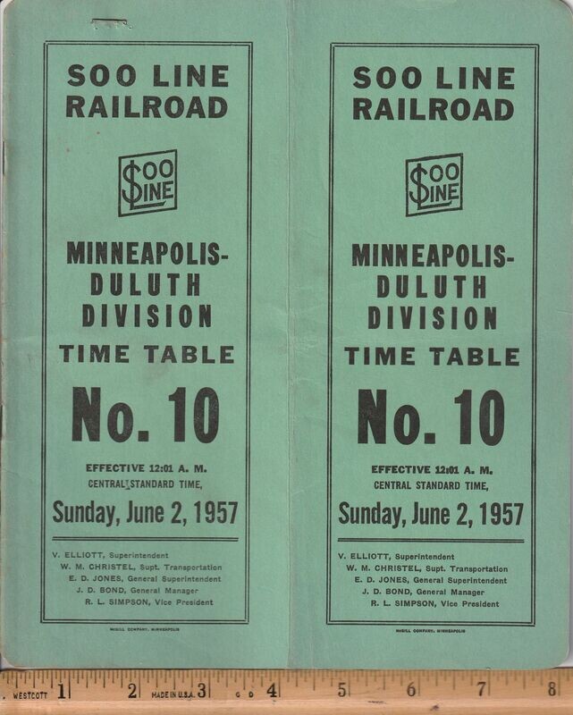 Soo Line Minneapolis-Duluth Division 1957