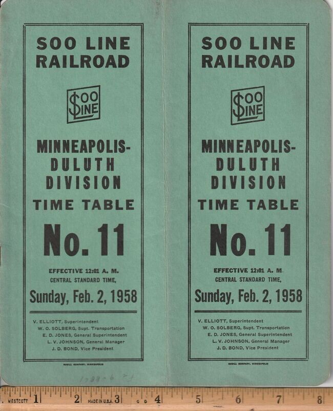 Soo Line Minneapolis-Duluth Division 1958