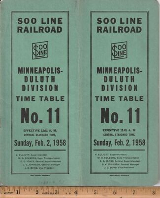Soo Line Minneapolis-Duluth Division 1958