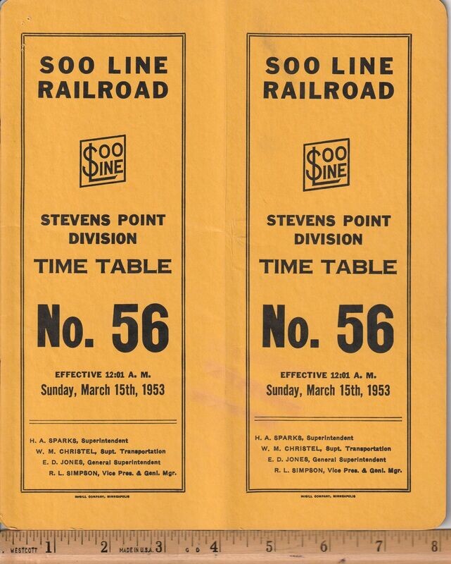 Soo Line Stevens Point Division 1953