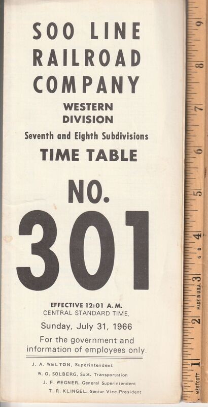 Soo Line Western Division Seventh and Eighth Subdivisions 1966