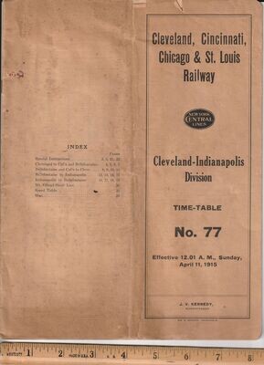 Cleveland, Cincinnati, Chicago & St. Louis Clevelend-Indianapolis Division 1915