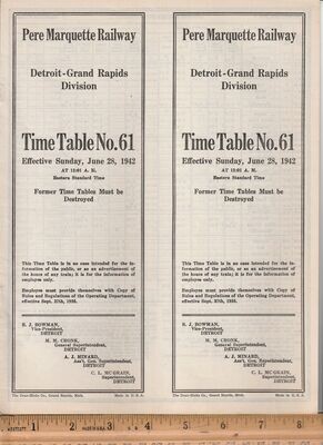 Pere Marquette Detroit-Grand Rapids Division 1942