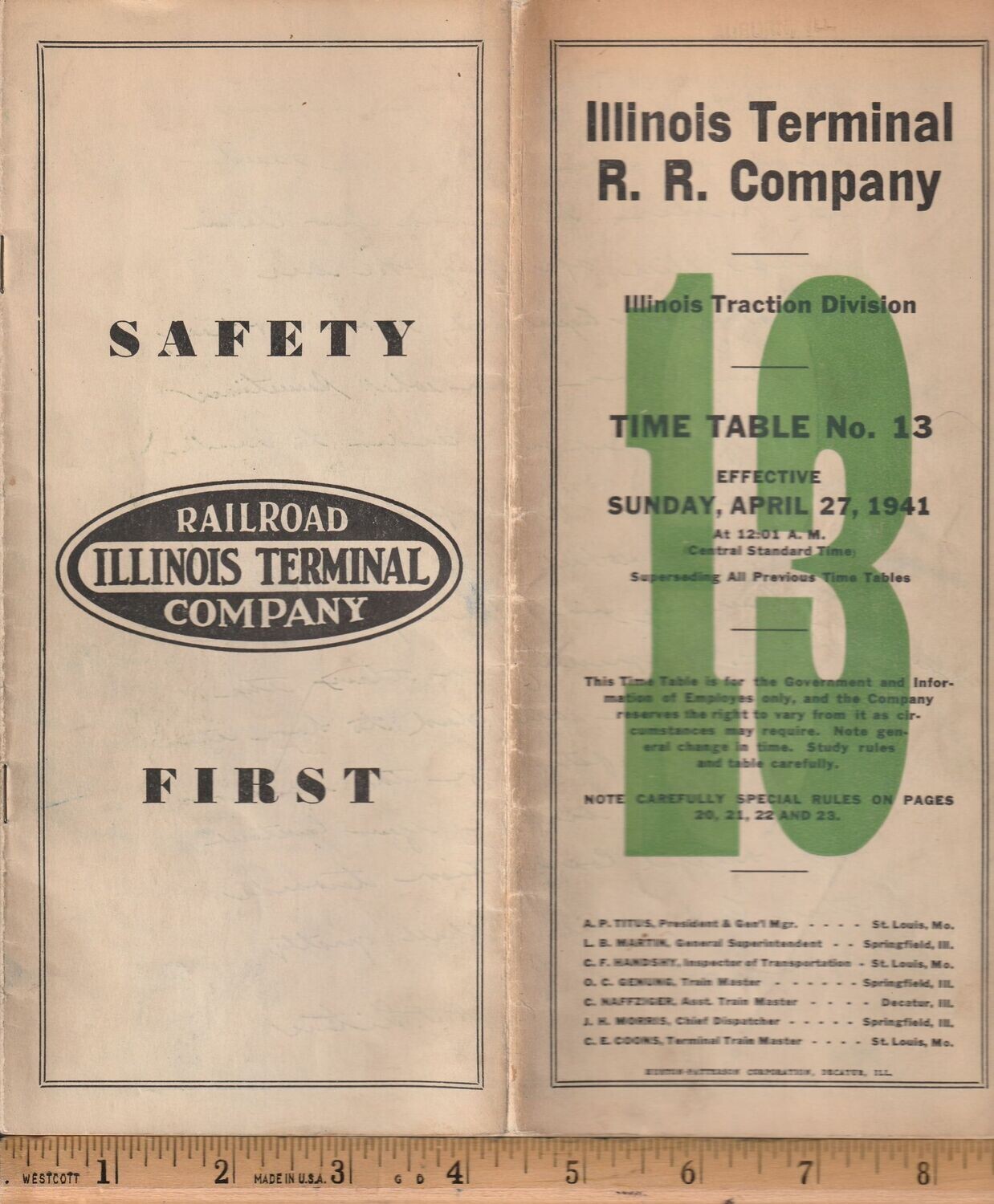 Illinois Terminal Illinois Traction Division 1941