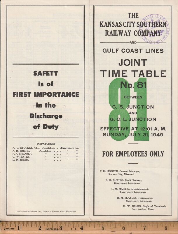Kansas City Southern and Gulf Coast Lines Joint 1949