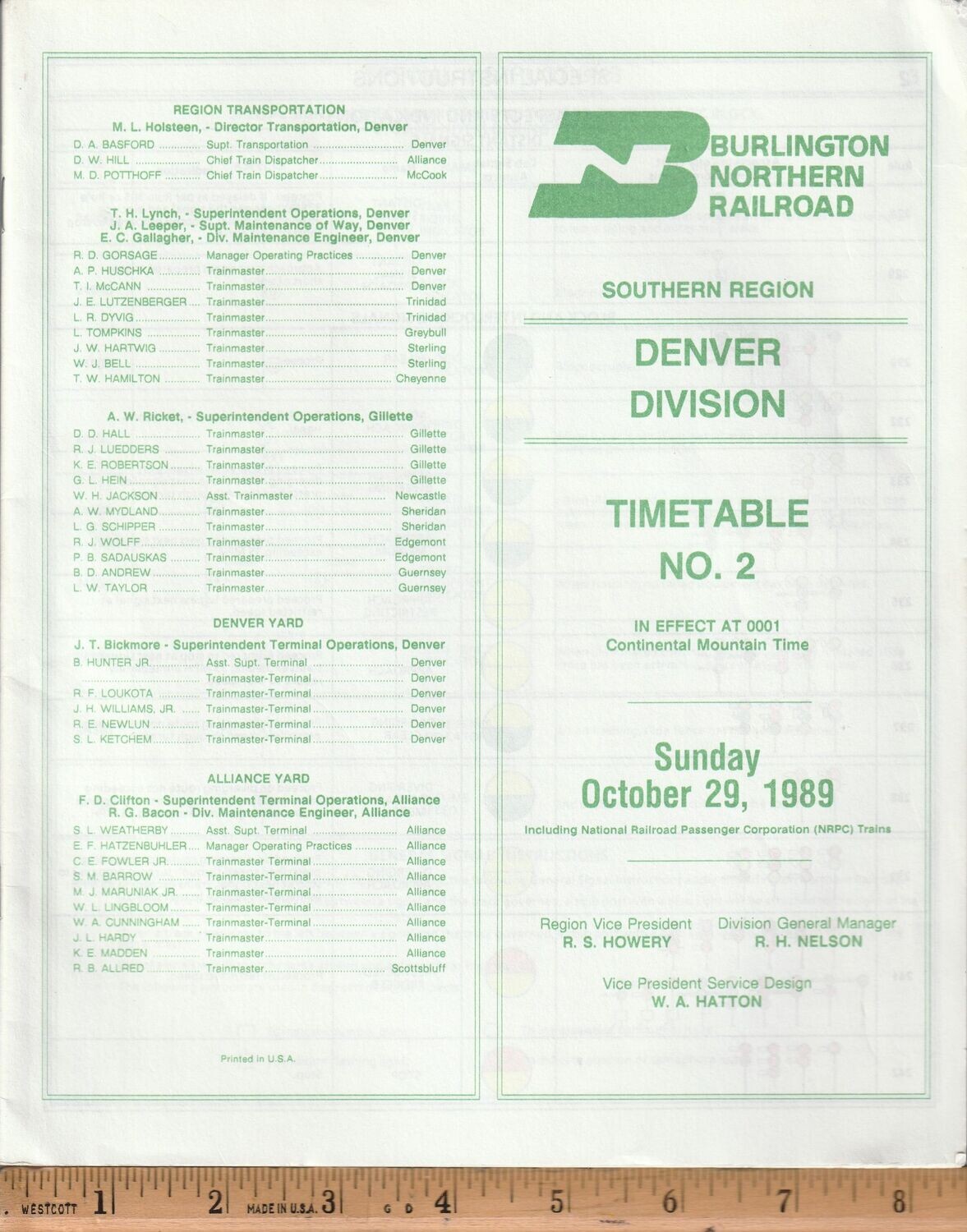 Burlington Northern Denver Division 1989