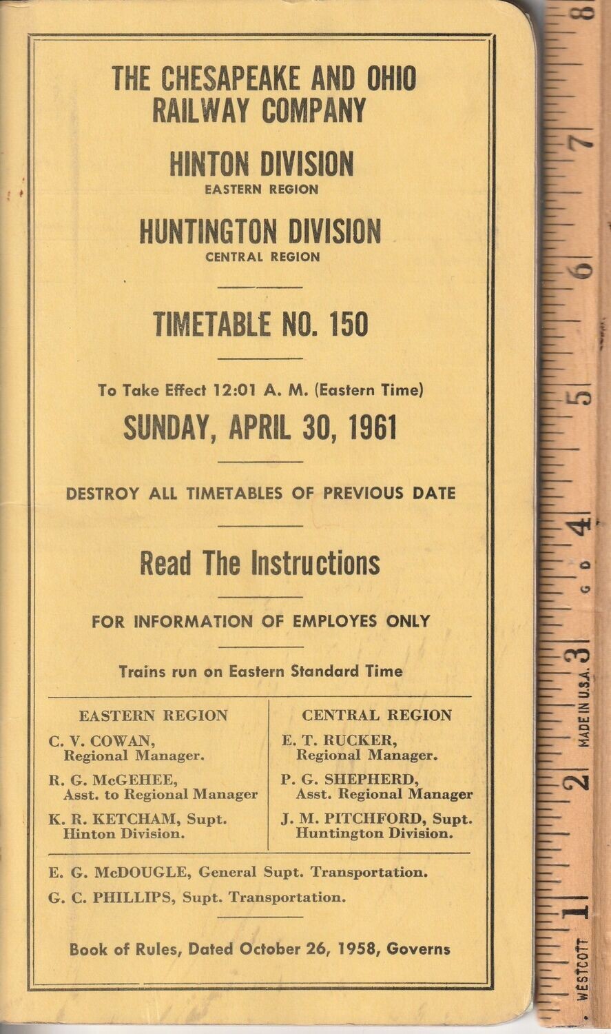 Chesapeake & Ohio Hinton and Huntington Divisions 1961