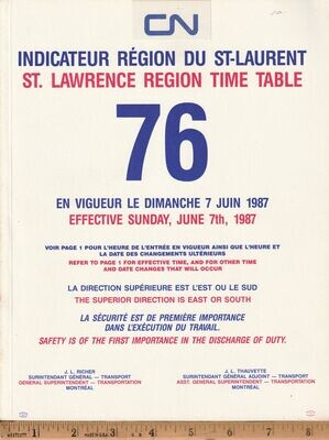 Canadian National St. Lawrence Region 1987