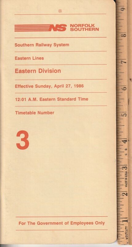 Norfolk Southern Eastern Division 1986