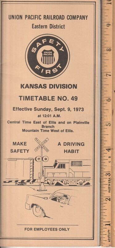 Union Pacific Kansas Division 1973