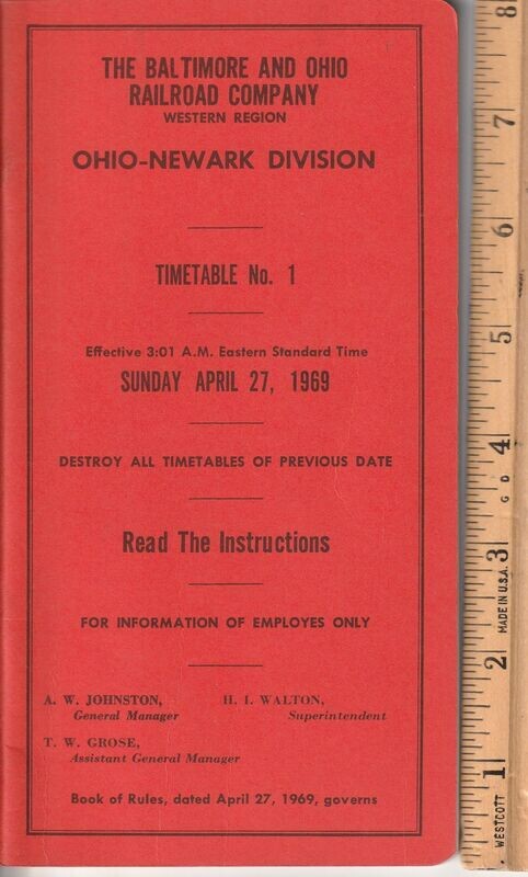 Baltimore & Ohio Ohio-Newark Division 1969