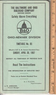 Baltimore & Ohio Ohio-Newark Division 1967