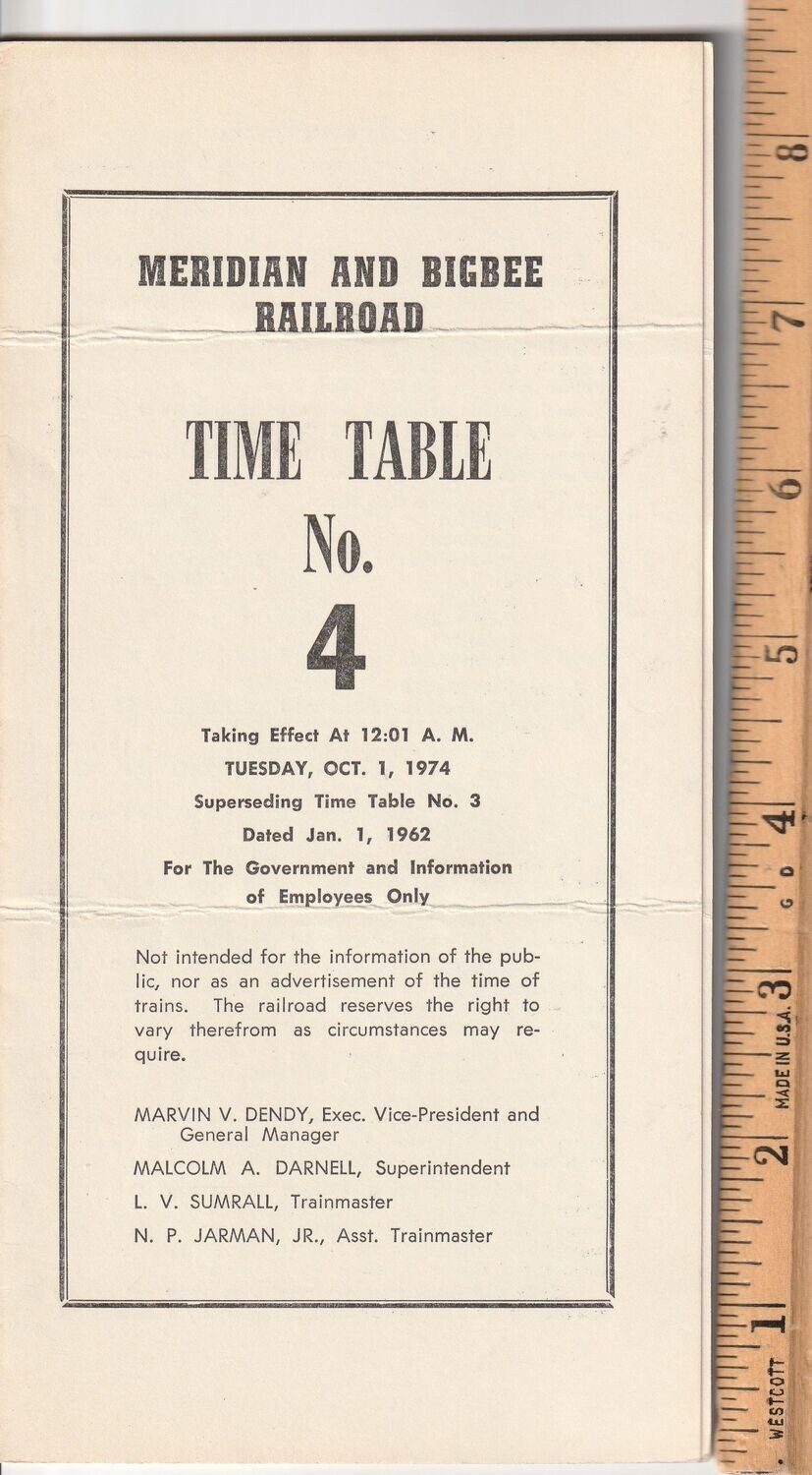 Meridian & Bigbee Railroad 1974