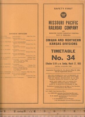 Missouri Pacific Omaha and Northern Kansas Divisions 1955