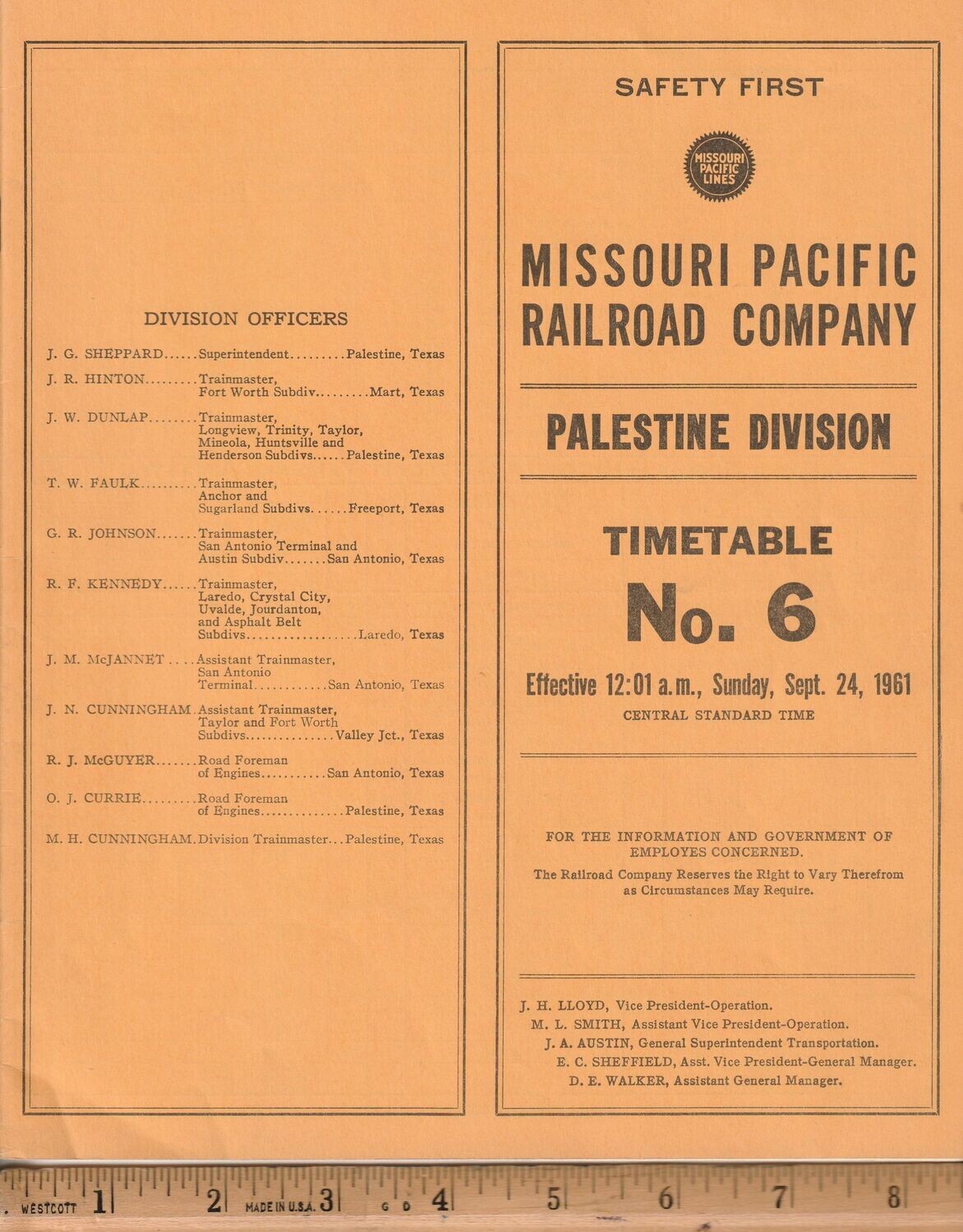 Missouri Pacific Palestine Division 1961