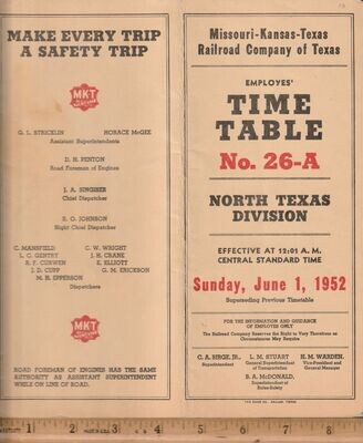 Missouri-Kansas-Texas RR Co of Texas North Texas Division 1952