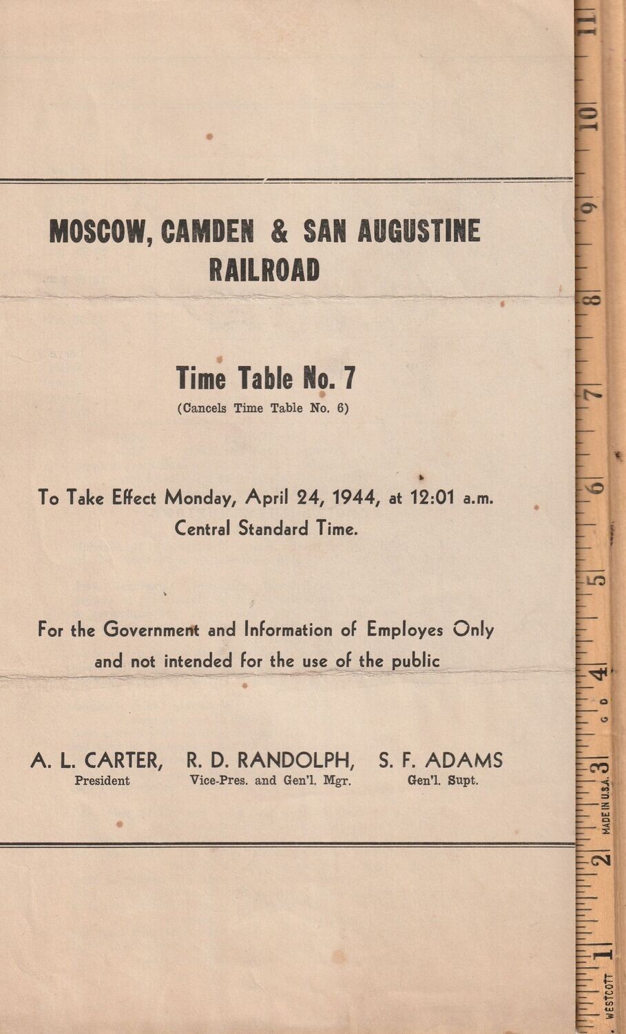 Moscow, Camden & San Augustine Railroad 1944
