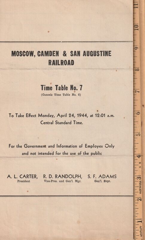 Moscow, Camden & San Augustine Railroad 1944