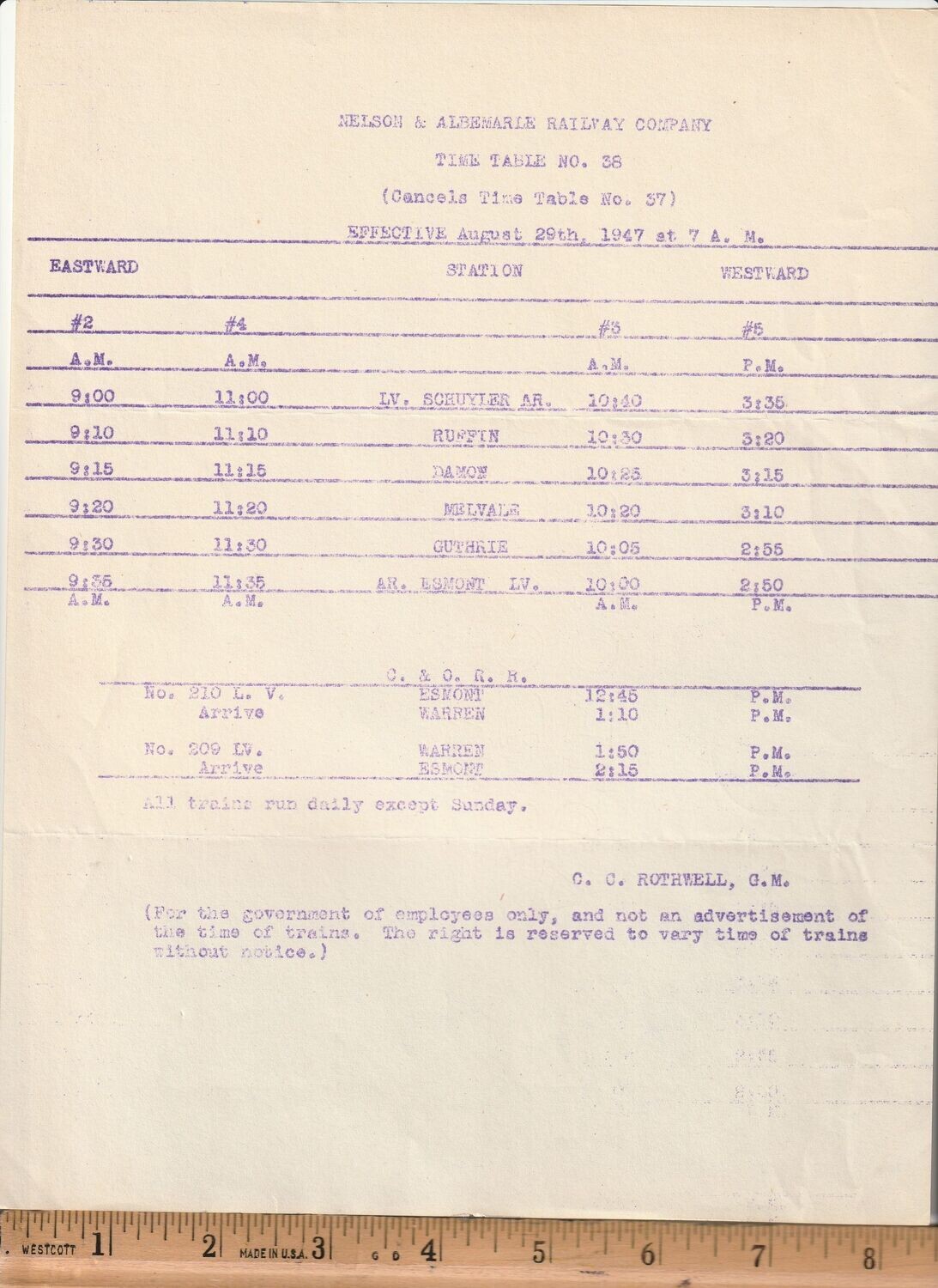 Nelson & Albemarle Railway 1947