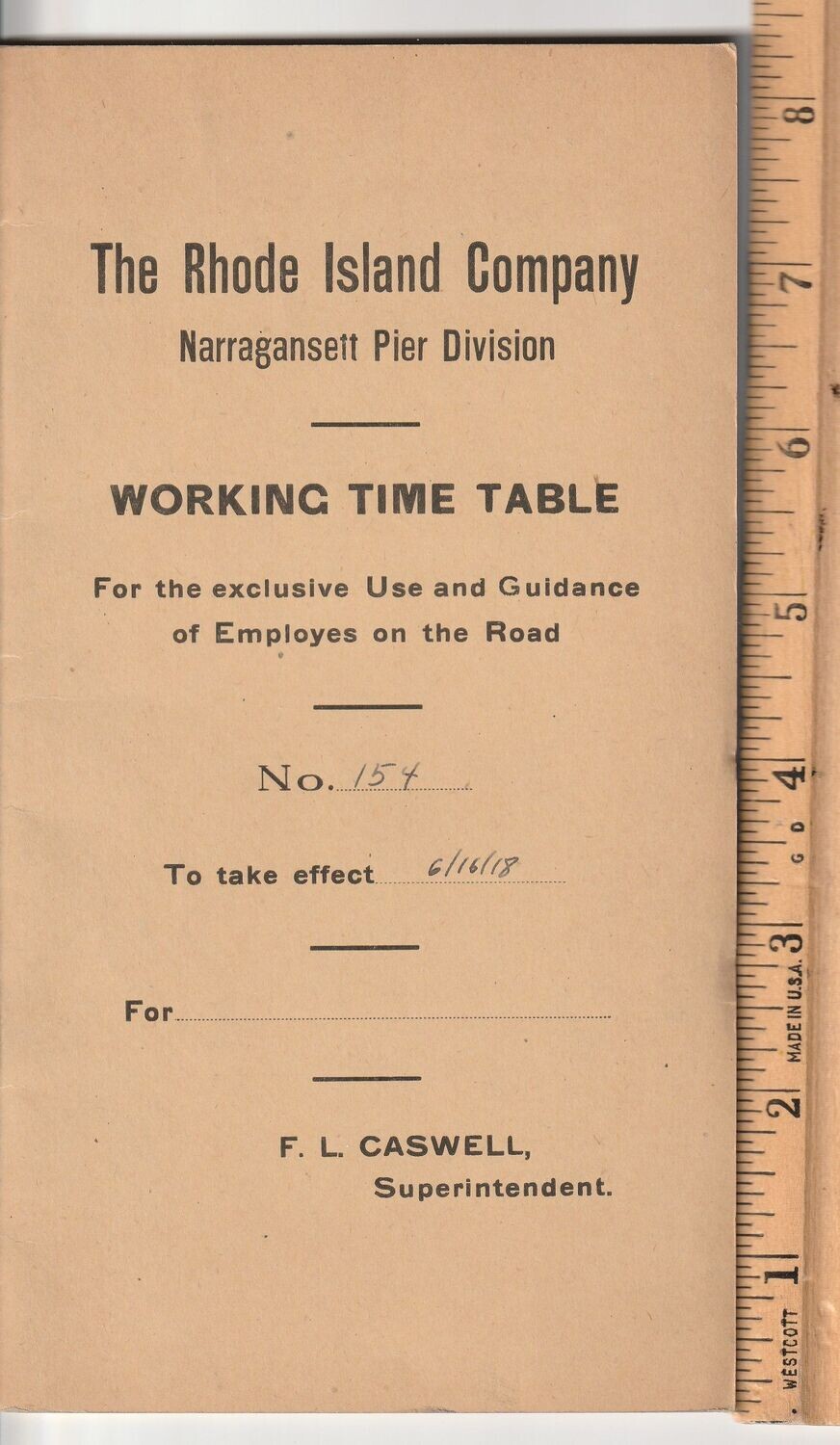 Rhode Island Company, Narragansett Pier Division 1918