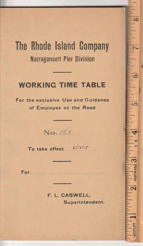 Rhode Island Company, Narragansett Pier Division 1918