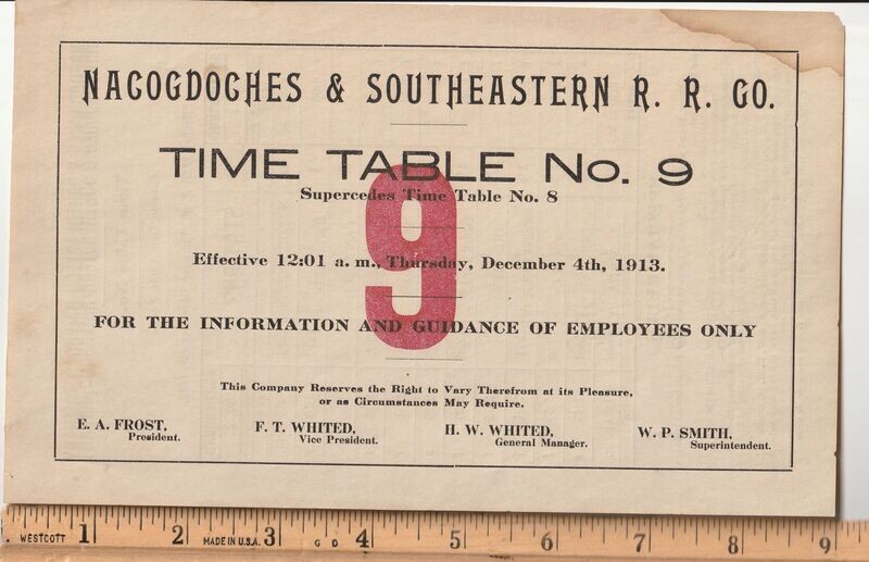 Nacogdoches & Southeastern Railroad 1913
