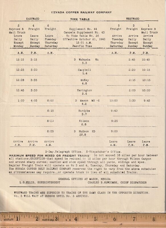 Nevada Copper Railway 1945