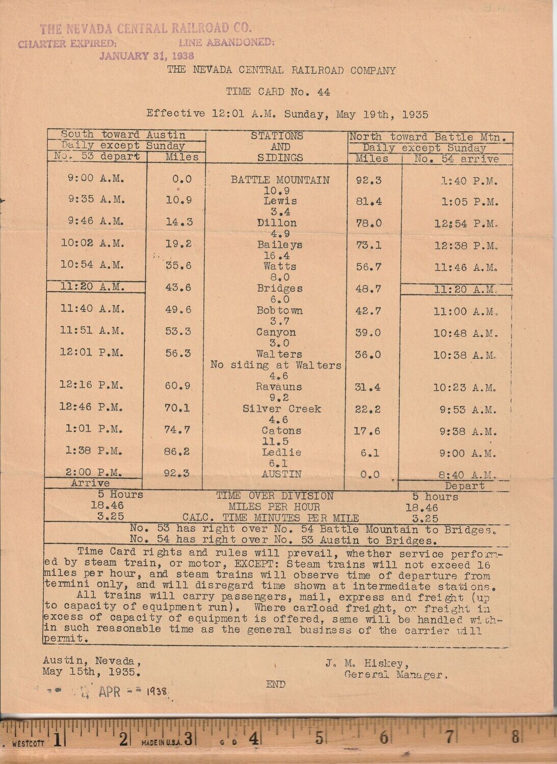 Nevada Central Railroad 1935